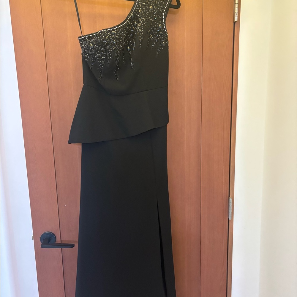 Black One-Shoulder sequin evening Dress
